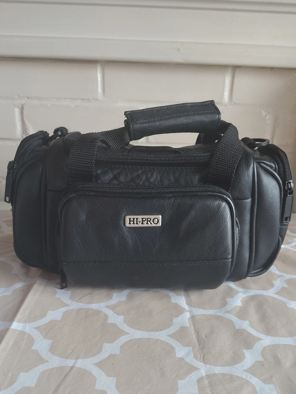 HI-PRO Genuine Leather Camcorder Camera Bag Vintage 90s Black 2092